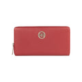 RB1081SQ | Women's zip-up wallet, Made in Italy in genuine grained leather. Ruby color. Dimensions: 20 x 10 x 2.5 cm.-0