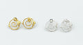 Sterling Silver Twig Earrings: Gold Plated Spiral Studs-0