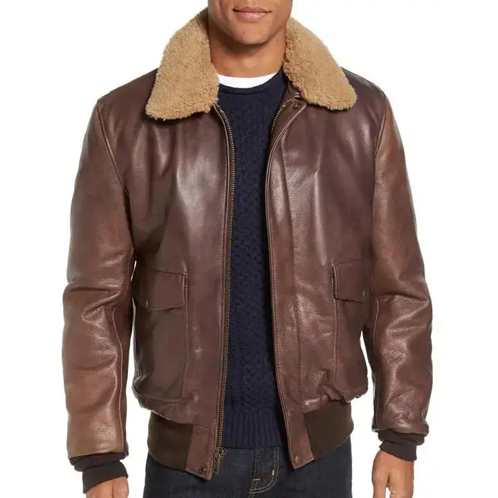 Mens Lambskin Leather Bomber Jacket