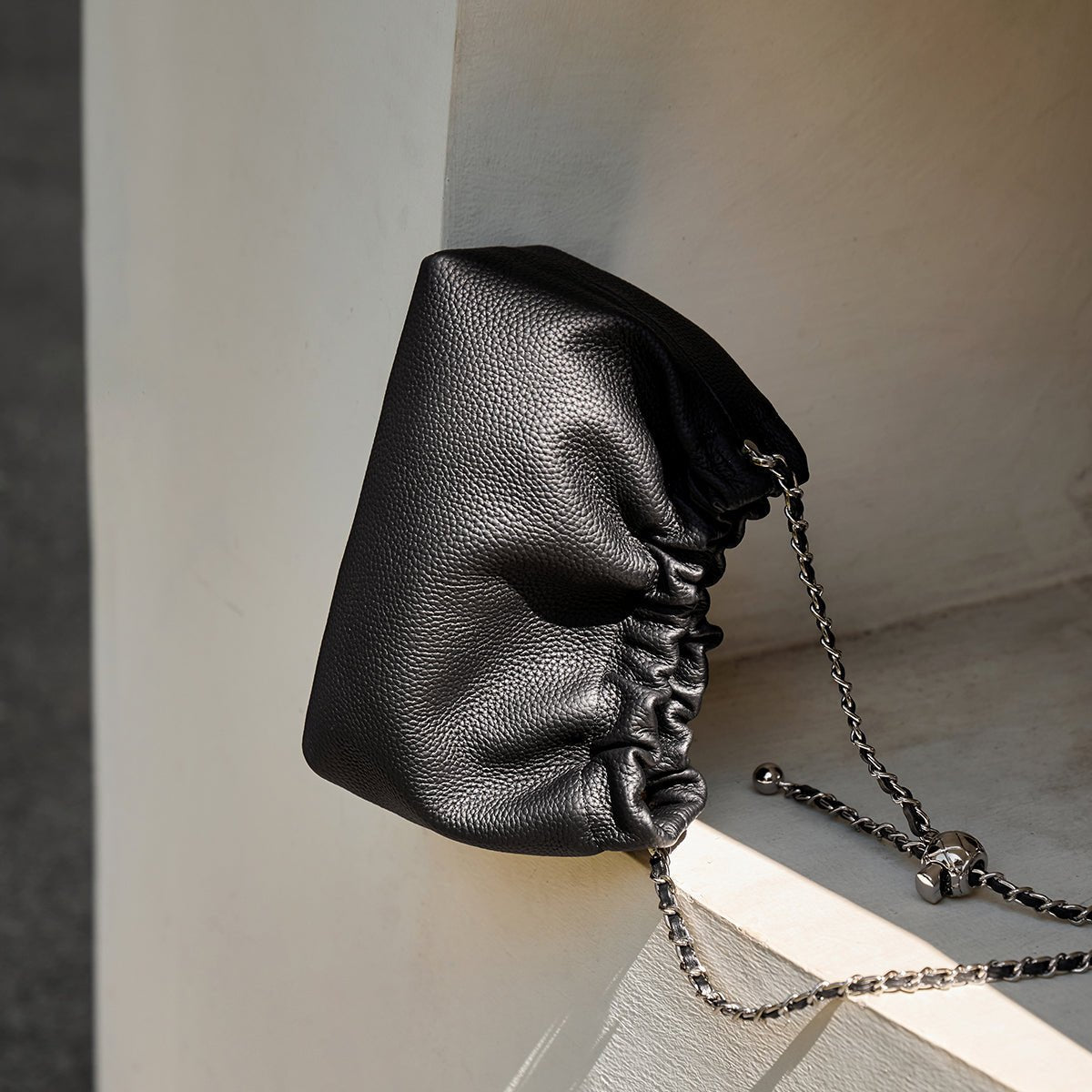 Mini Dumpling Leather Clutch Crossbody Bag-1