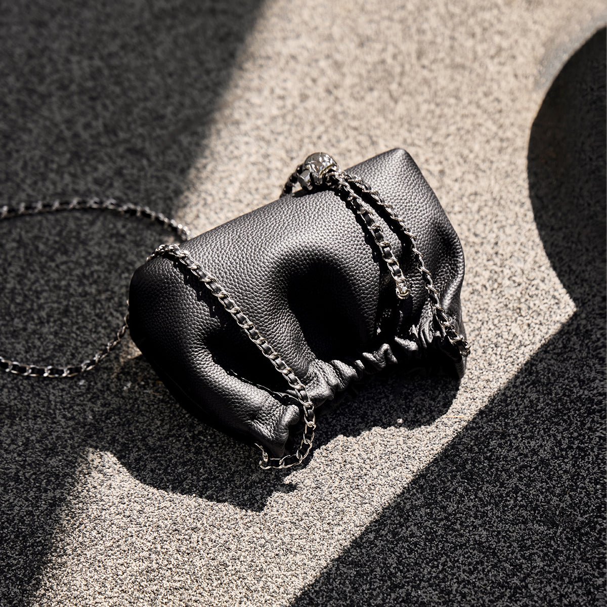 Mini Dumpling Leather Clutch Crossbody Bag-2