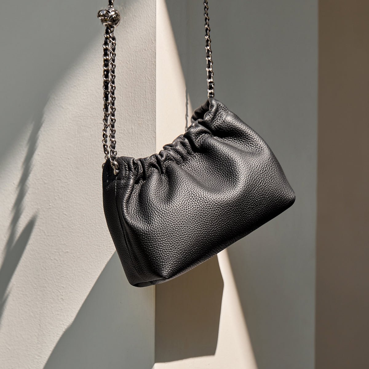 Mini Dumpling Leather Clutch Crossbody Bag-3