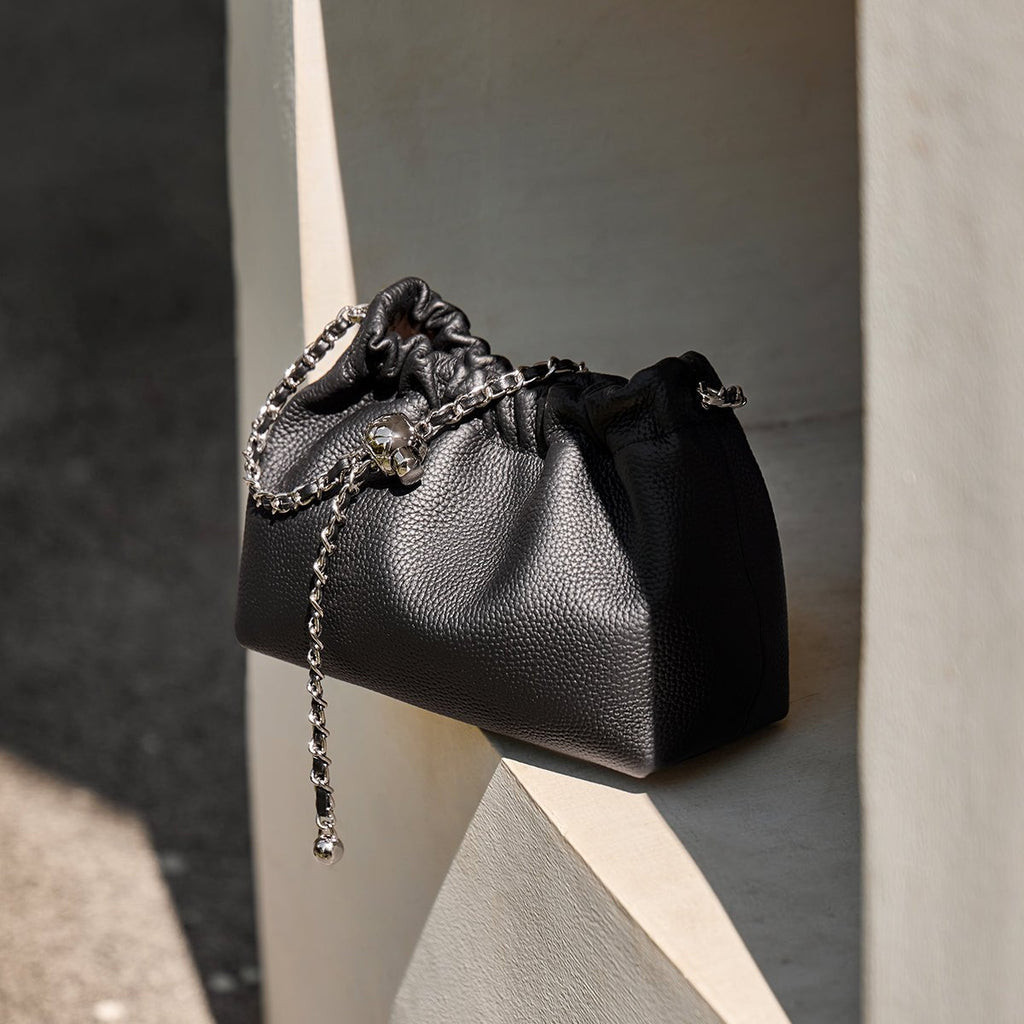 Mini Dumpling Leather Clutch Crossbody Bag-4