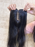 Hair Topper for Volume & Thin Hair | Silk Base | Natural Black | Straight | Remy Hair India-3