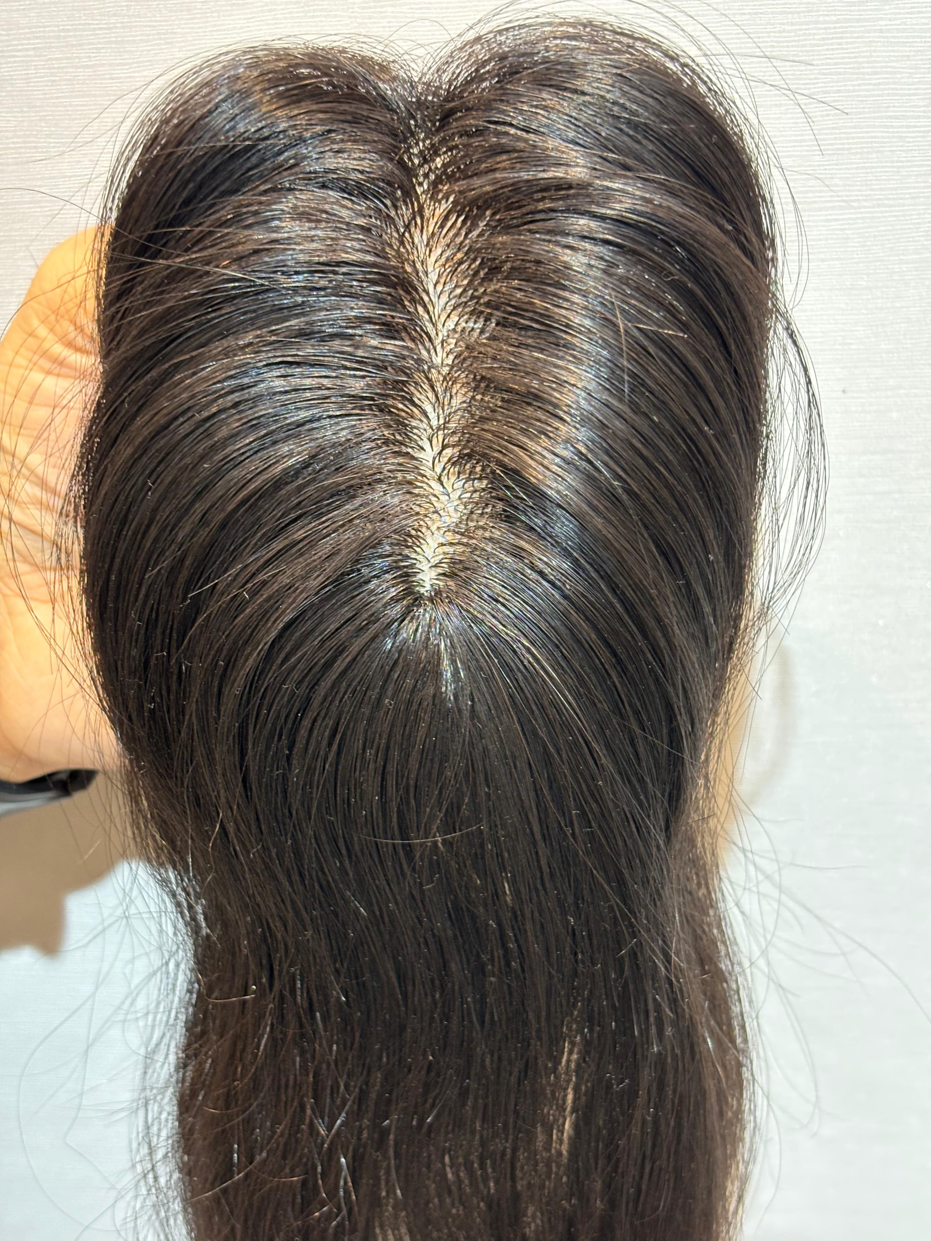 Hair Topper for Volume & Thin Hair | Silk Base | Natural Black | Straight | Remy Hair India-2