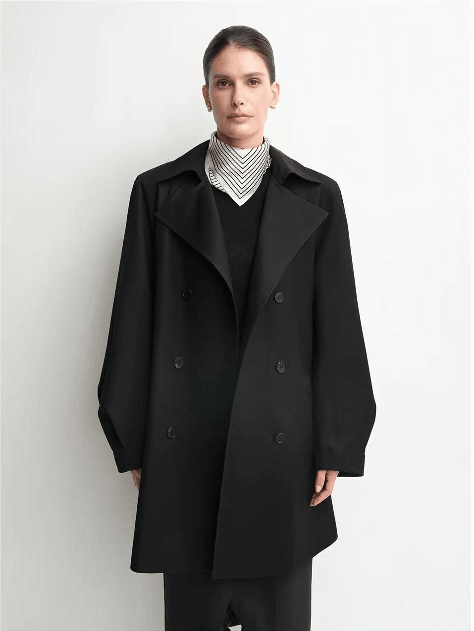 THE ARTM Women's Oversized Trench Coat - Double Breasted Wool Blend with Belt-1