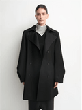 THE ARTM Women's Oversized Trench Coat - Double Breasted Wool Blend with Belt-1