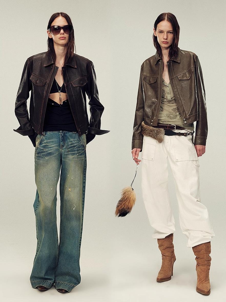 Women's imported first-layer suede sheepskin short autumn leather jacket-4
